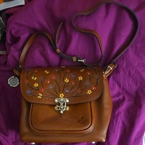 Patricia Nash Floral Brown Leather Crossbody Bag